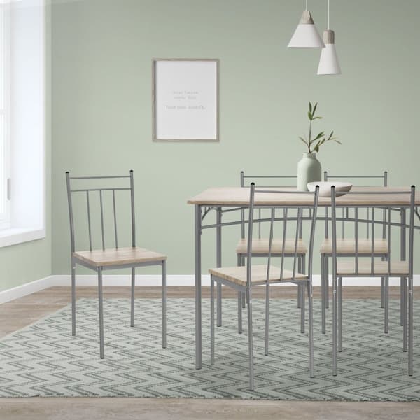 Ruokailu setti 4 hengelle 5-osainen ruokapöytä ja 4 tuolia vaalea tammi puu ML design