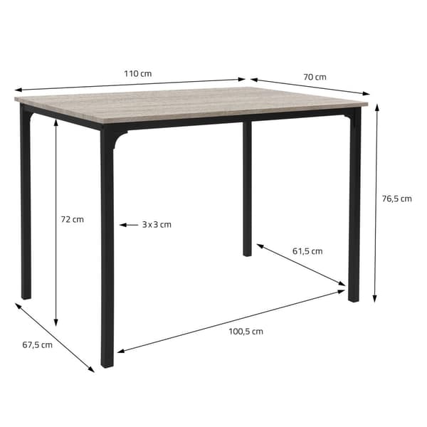 Matrumsset med bänk 4-delat med matbord och stolar Sonoma ek stålram ML design