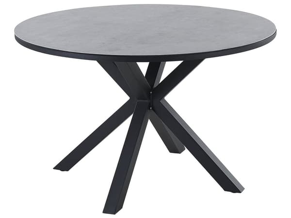 Hagespisesett Grått og Svart Aluminiumsbord Keramisk Glass Bordplate PE Rotting Stoler Rustfritt Stål Ramme 4 Seter Utemøbler Moderne