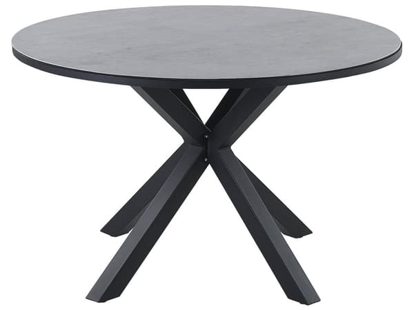 Hagespisesett Grått og Svart Aluminiumsbord Keramisk Glass Bordplate PE Rotting Stoler Rustfritt Stål Ramme 4 Seter Utemøbler Moderne