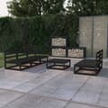 Miniatyrbild 1 av 2: Loungegrupp för trädgården 6 delar svart massiv furu