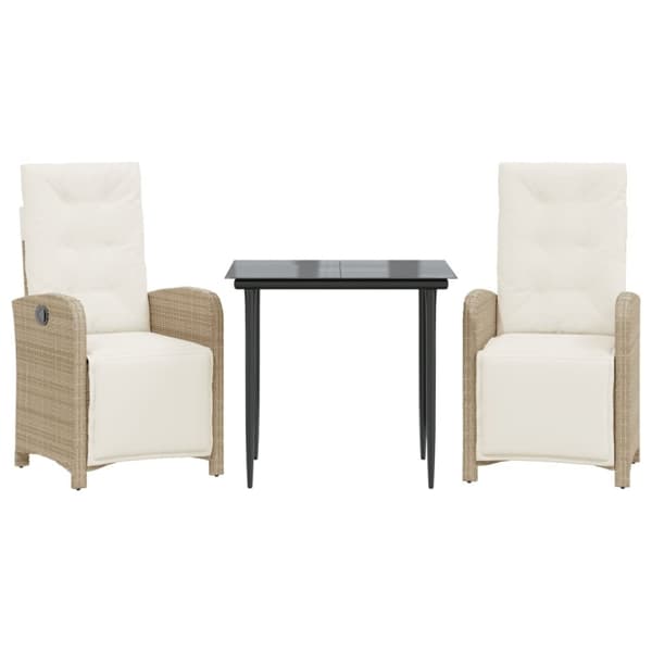Bistrogrupp med dynor 3 delar beige konstrotting