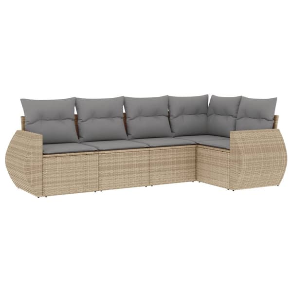 Soffgrupp för trädgården med dynor 5 delar beige konstrotting