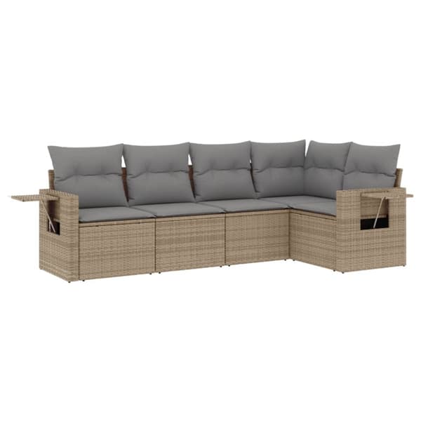 Soffgrupp för trädgården med dynor 5 delar beige konstrotting