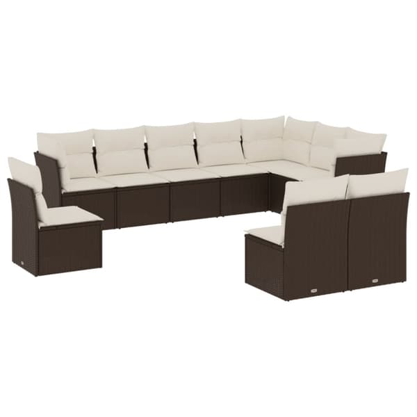 Loungegrupp 10 delar med brun dynor konstrotting