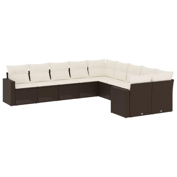 Loungegrupp 10 delar med brun dynor konstrotting