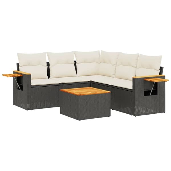 Loungegrupp med dynor 6 delar svart konstrotting