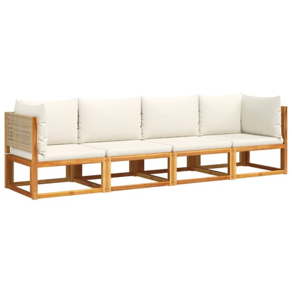 Loungeset med dynor 4 delar massivt akaciaträ