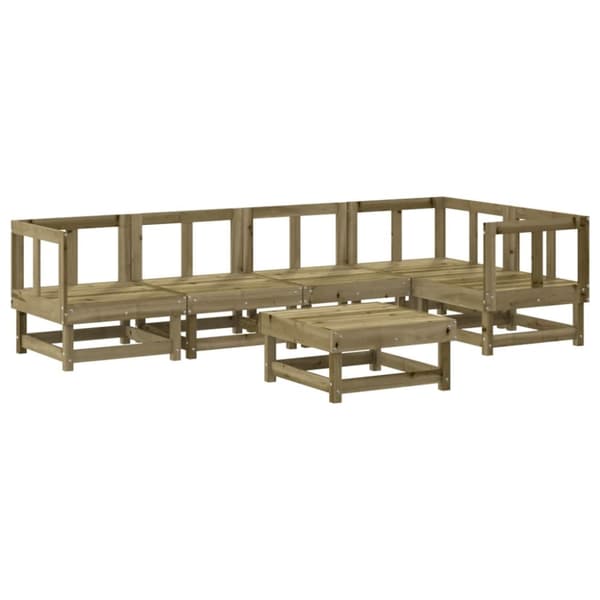 Loungegrupp med dynor 6 delar impregnerad furu