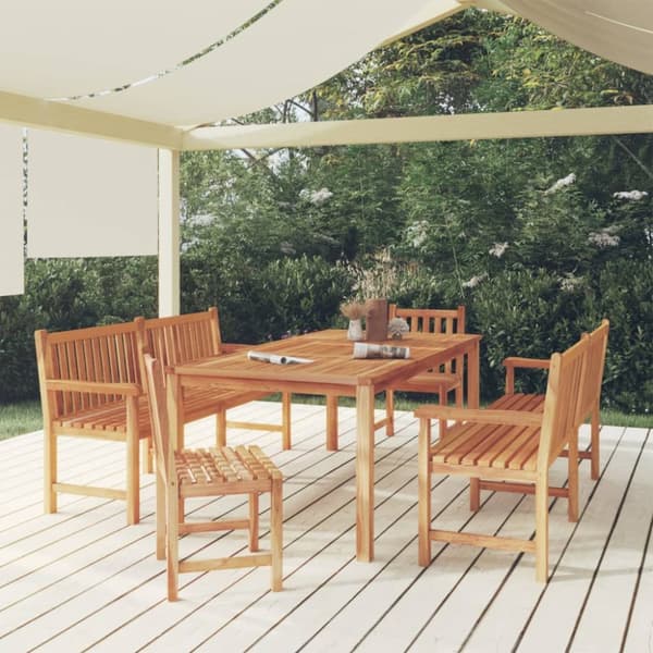 Matgrupp för trädgården 5 delar massiv teak