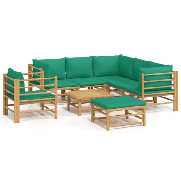 Loungegrupp 8 delar gröna dynor bambu