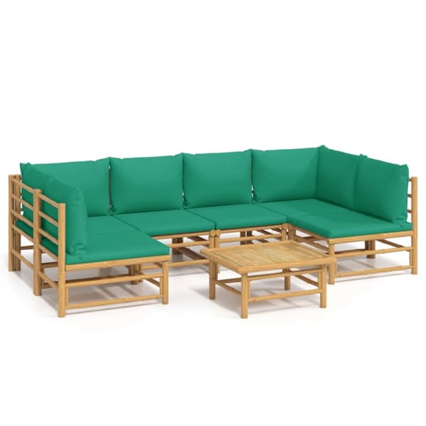 Loungegrupp 7 delar gröna dynor bambu