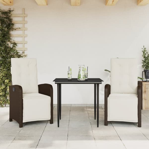 Bistrogrupp med dynor 3 delar brun konstrotting