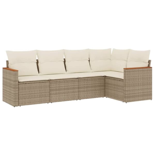 Soffgrupp för trädgården med dynor 5 delar beige konstrotting