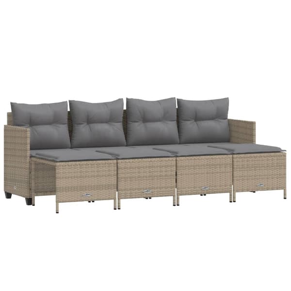 Soffgrupp för trädgården med dynor 5 delar beige konstrotting