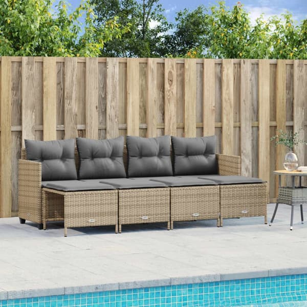 Soffgrupp för trädgården med dynor 5 delar beige konstrotting