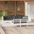 Miniatyrbild 1 av 2: Loungegrupp med dynor 8 delar vit massiv furu