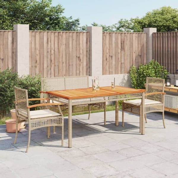 Soffgrupp för trädgården med dynor 4 delar beige konstrotting