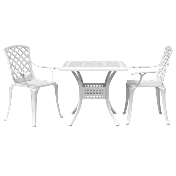 Caféset 3 delar gjuten aluminium vit