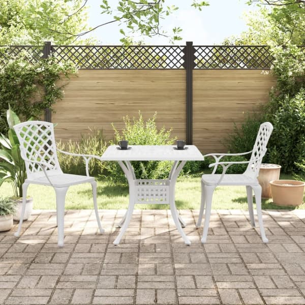 Caféset 3 delar gjuten aluminium vit