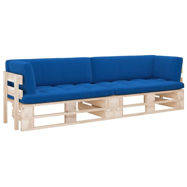 Pallsoffa 2-sits med dynor impregnerad furu