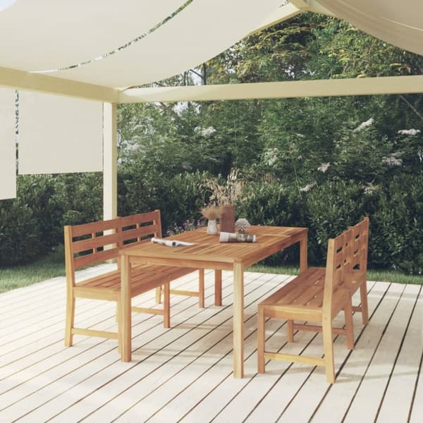 Matgrupp för trädgården 3 delar massiv teak