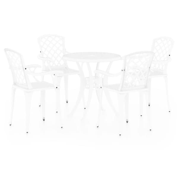 Caféset 5 delar gjuten aluminium vit