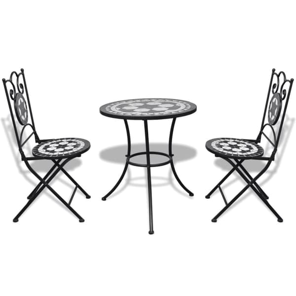 Caféset 3 delar keramik svart och vit