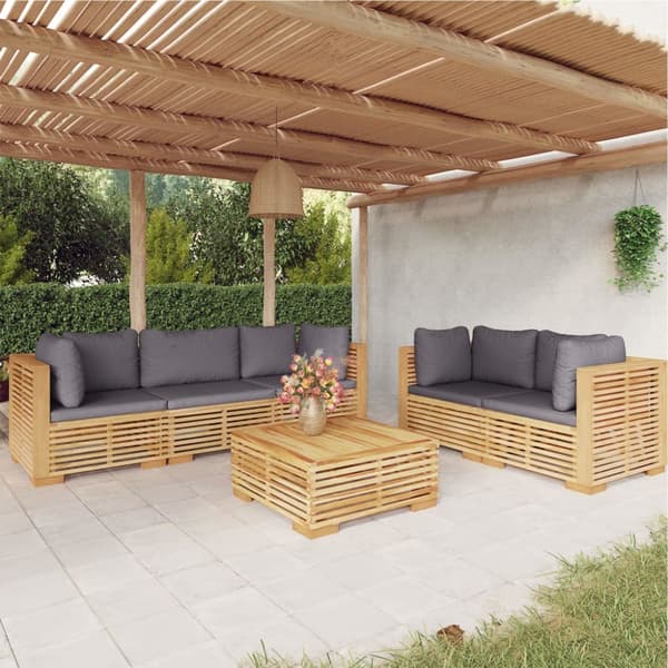Loungegrupp för trädgården med dynor 6 delar massiv teak