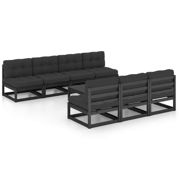 Loungegrupp för trädgården med dynor 8 delar massiv furu