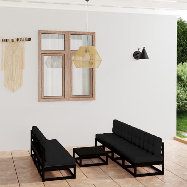 Loungegrupp för trädgården med dynor 8 delar massiv furu