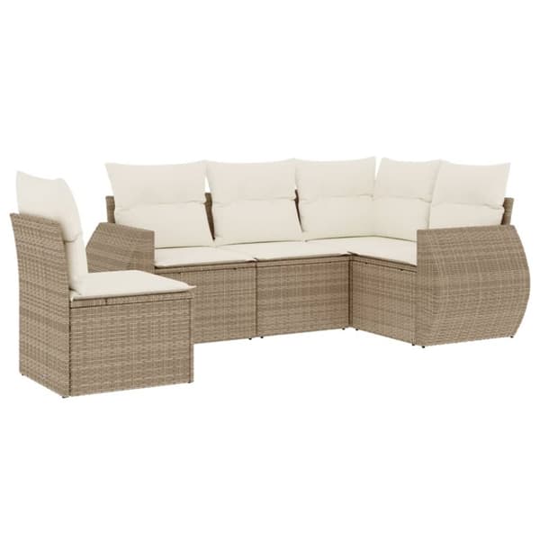 Soffgrupp för trädgården med dynor 5 delar beige konstrotting