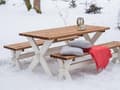 Miniatyrbillede 3 af 3: AXI Celine Picknickbord med bænke af træ i brunt og hvidt for max 6 personer | Picknickset for voksne | 177 cm