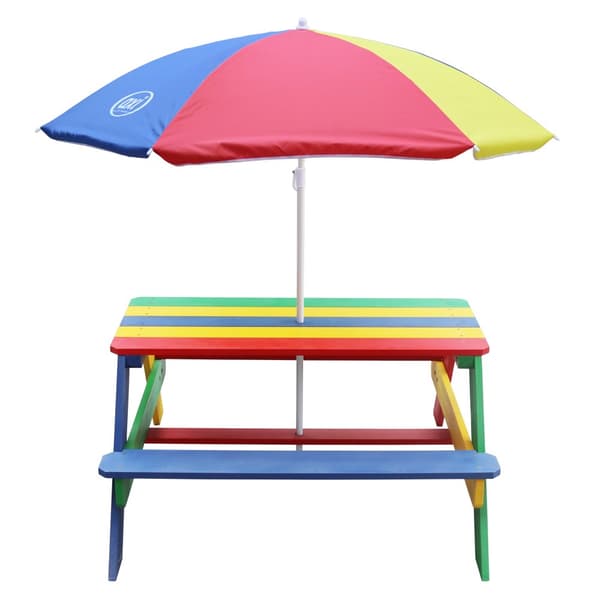 AXI Nick Picknickbord for barn i regnbågsfarver med parasol | Picknickbord i træ i forskellige farver