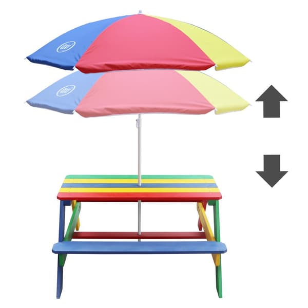 AXI Nick Picknickbord for barn i regnbågsfarver med parasol | Picknickbord i træ i forskellige farver