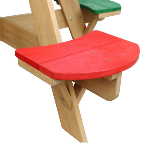 AXI Ufo Picknickbord runt för 4 barn i regnbågsfärger | Picknickbord i trä | 120 x 120 x 56 cm