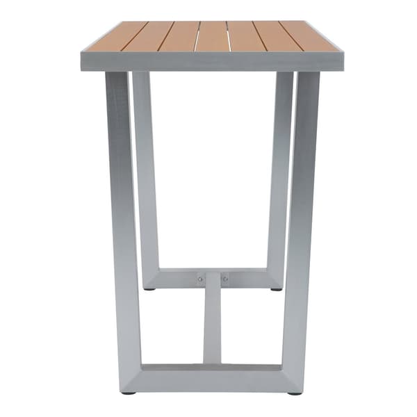 AXI James högt barbord med 4 barstolar i aluminium med träeffekt | Barbord för utomhusbruk med 4 barstolar / Trädgård | Baruppsättning för trädgård