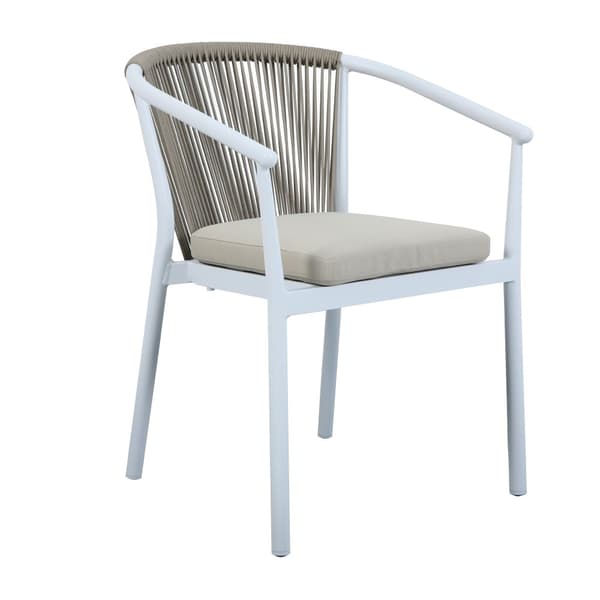 AXI Suvi Trädgårdsset med 4 stolar i vit- och teaklook | Matgrupp för trädgården i aluminium / polywood