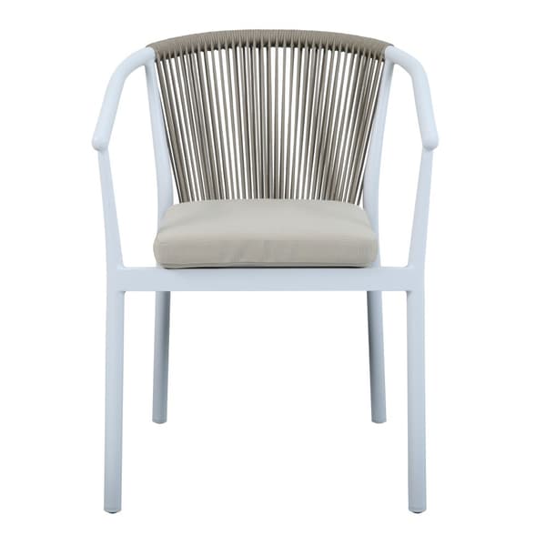 AXI Suvi Trädgårdsset med 4 stolar i vit- och teaklook | Matgrupp för trädgården i aluminium / polywood