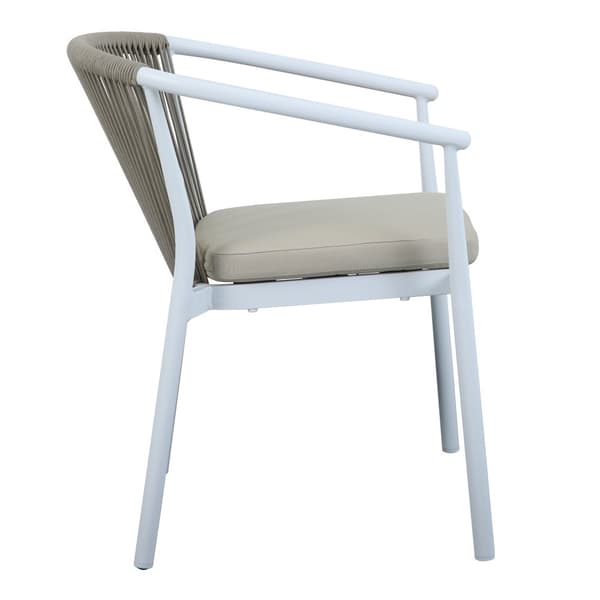 AXI Suvi Trädgårdsset med 4 stolar i vit- och teaklook | Matgrupp för trädgården i aluminium / polywood