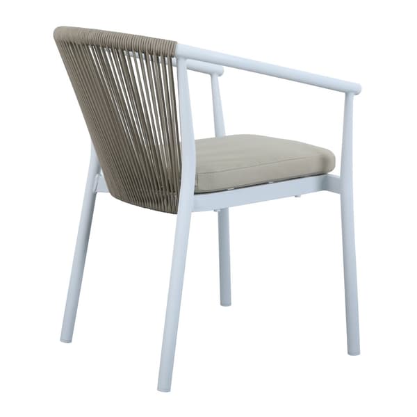 AXI Suvi Trädgårdsset med 4 stolar i vit- och teaklook | Matgrupp för trädgården i aluminium / polywood