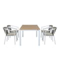 Miniatyrbild 2 av 7: AXI Suvi Trädgårdsset med 4 stolar i vit- och teaklook | Matgrupp för trädgården i aluminium / polywood