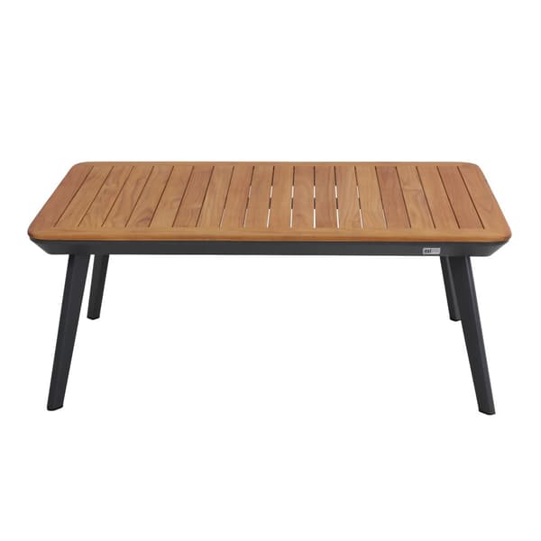 AXI Bibi Stol-bänk Loungeset 4 delar Antracit / Teak | Loungeset med 2 stolper, bænk &amp; trægårdsbord i aluminium / Teak | Loungemöbler for 5