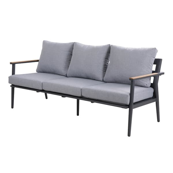 AXI Bibi Stol-bänk Loungeset 4 delar Antracit / Teak | Loungeset med 2 stolper, bænk &amp; trægårdsbord i aluminium / Teak | Loungemöbler for 5