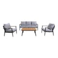 Miniatyrbillede 1 af 7: AXI Bibi Stol-bänk Loungeset 4 delar Antracit / Teak | Loungeset med 2 stolper, bænk &amp; trægårdsbord i aluminium / Teak | Loungemöbler for 5