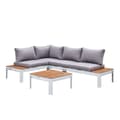 Miniatyrbillede 1 af 7: AXI Eos Loungeset med inbyggd fåtölj i vit/trälook | Trädgårdsmöbler i Aluminium/Polywood | Trädgårdsmöbler / Loungeset for 4 personer