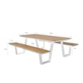 Pikkukuva 5 / 6: AXI Nori Piknik-pöytä 2 penkillä valkoisella ja teak-ulkonäköisellä 6 hengelle | Piknik-pöytä / Alumiini &amp; Polywood Picnic Table 200x190 cm