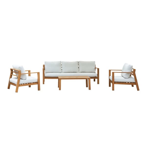 AXI Orla Lounge Set 4-delat med bænk, bord &amp; 2 fåtöljer | Trädgårdsloungemöbler af aluminium i trælook | Trädgårdsmöbler / Loungeset for 5