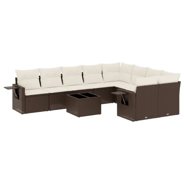 Loungegrupp 10 delar med brun dynor konstrotting