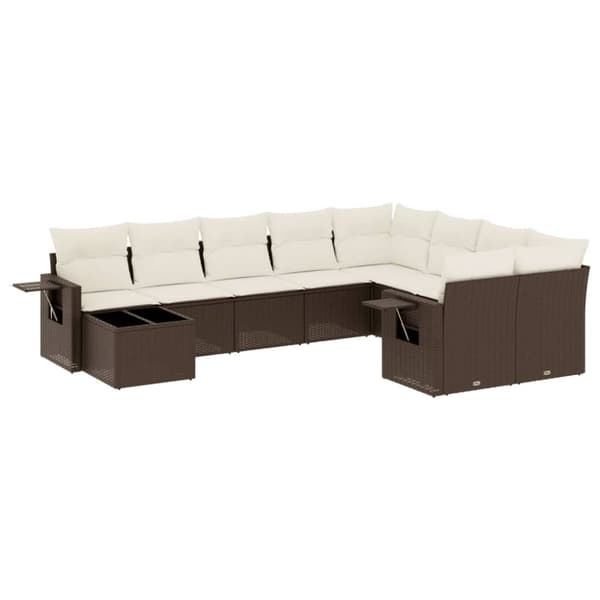 Loungegrupp 10 delar med brun dynor konstrotting